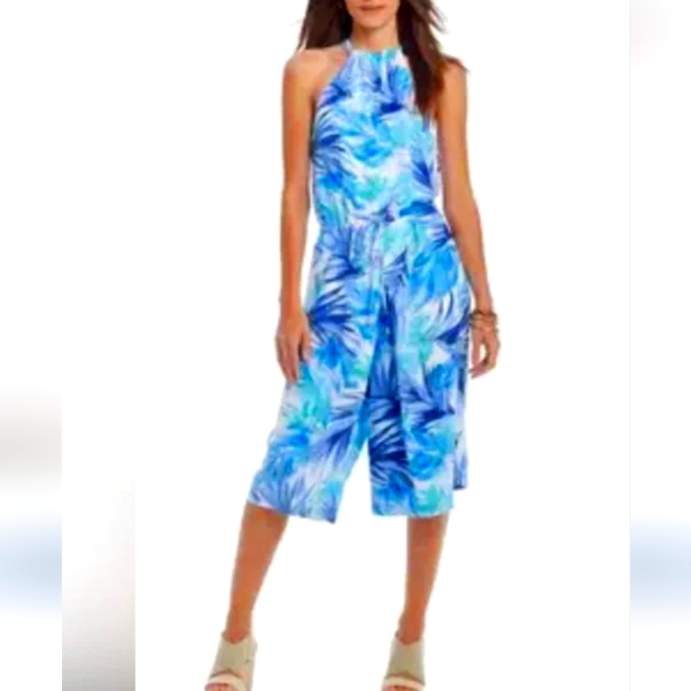Lauren Ralph Lauren Beach Palm Tree Tie Waist Romper Women's Size 4